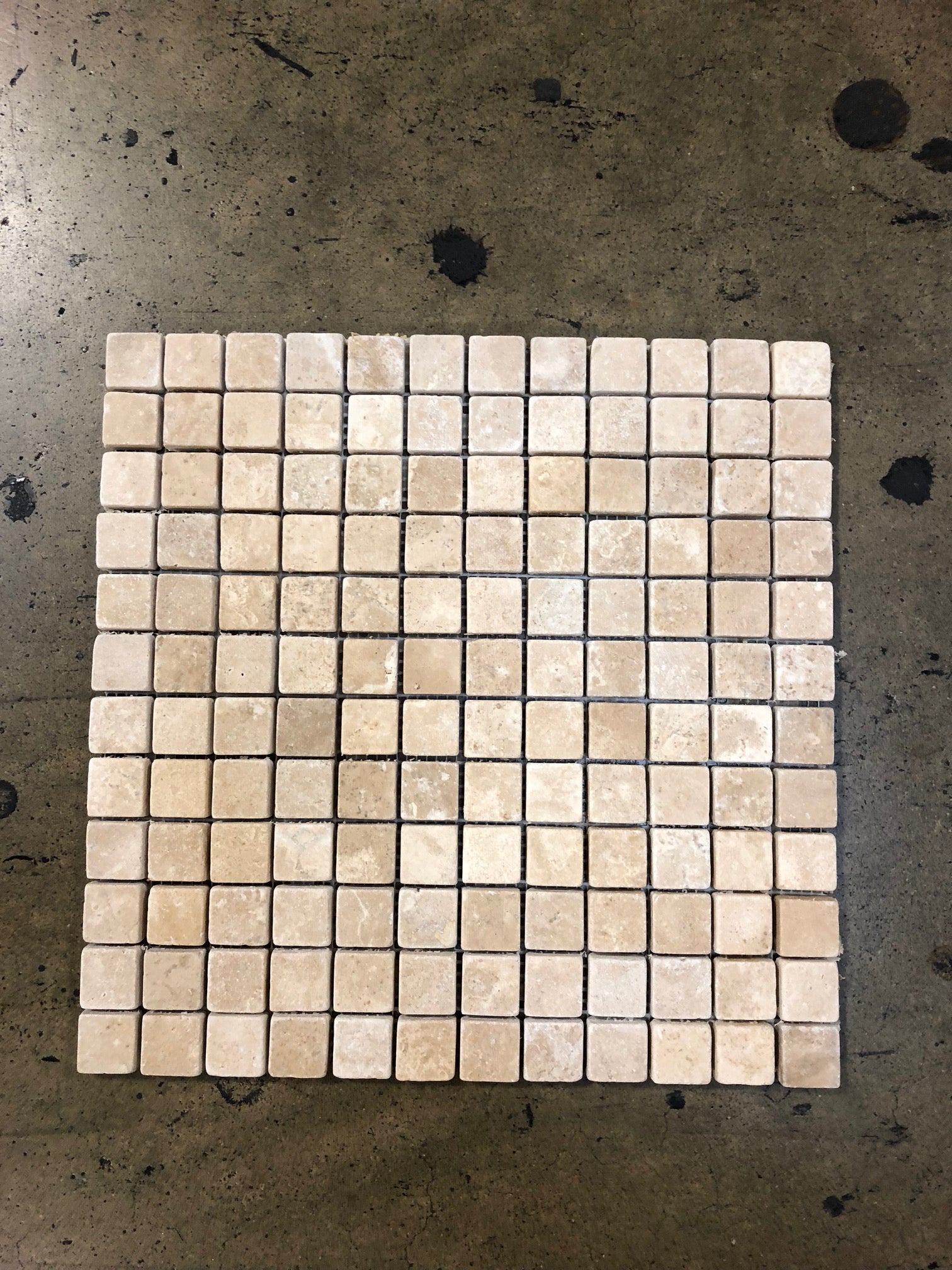 Durango Cream Tumbled Square Mosaic Tile 1x1"