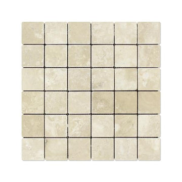 Durango Cream Tumbled Square Mosaic Tile 2"