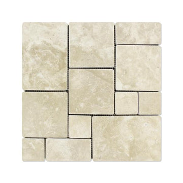 Durango Cream Tumbled Mini Pattern Mosaic Tile