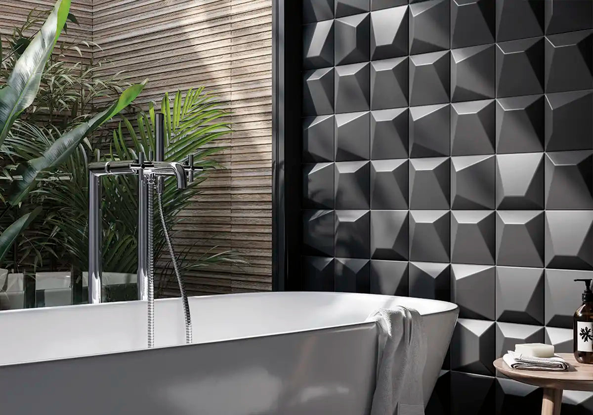 Dimensions Block 6”x6” Matte Ceramic Wall Tile Black view