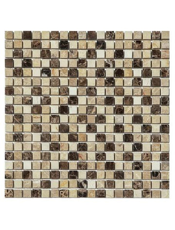 Emperador Dark Mixed Square Mosaic Tile 5/8x5/8"