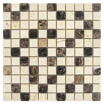 Emperador Dark Polished Mixed Square Mosaic Tile