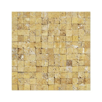 Azulejo de pared de mosaico de cara dividida de travertino dorado 1x1