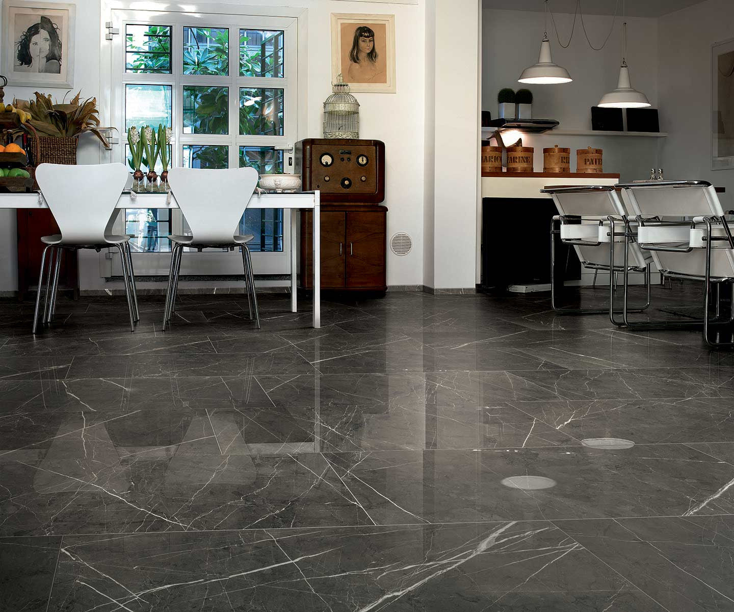 Pantheon Italian Marble Look Glossy Floor And Wall Tile   12" x 24"