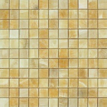 Honey Onyx Polished Square Mosaic Tile 1x1"