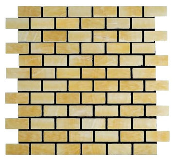 Honey Onyx Polished Brick Mosaic Wall and Floor Tile 1x2