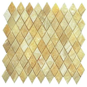 Azulejo de mosaico de diamante pulido Honey Onyx 1x2
