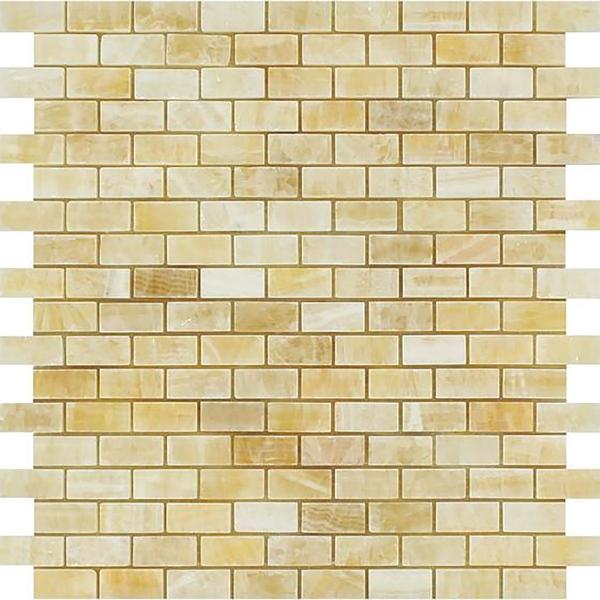 Honey Onyx Polished Mini Brick Mosaic Tile 5/8x1 1/4"