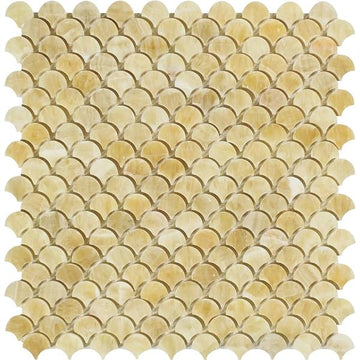 Azulejo de mosaico de escamas de pescado pulido Honey Onyx
