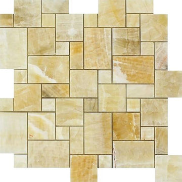 Honey Onyx Polished Mini Versailles Pattern Mosaic Tile