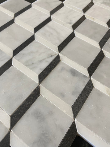 Carrara Italian Skywalk Polished Mosaic Blachsplash Wall Tile