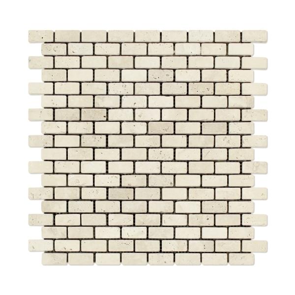 Ivory / Light 5/8" x 1 1/4" Mini-Brick Mosaic Tumbled 