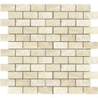 Ivory Travertine Honed Brick Mosaic Wall and Floor Tile 1x2"