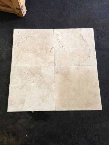 Ivory Travertine Unfilled, Brushed & Chiseled Wall and Floor Tile 18x18"