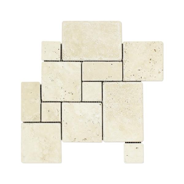 Ivory Travertine Filled & Honed Versailles Floor Tile
