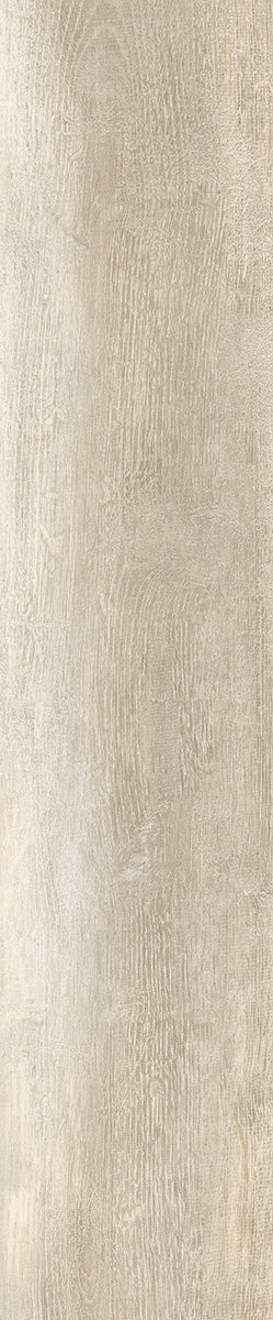 Baldosa de porcelana italiana cepillada con apariencia de madera beige de 9.5" x 48"