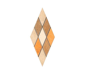Mixed Travertine Honed Deep Beveled Diamond Mosaic Tile 3x6
