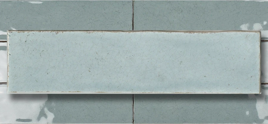 Maiolica Ceramic Wall Tile Crackled 3”x12” Aqua