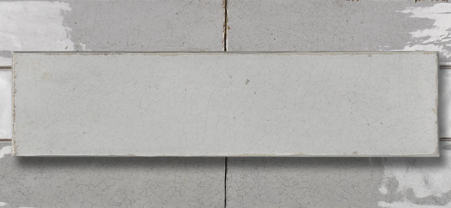 Maiolica Ceramic Wall Tile Crackled 3”x12” Tender Grey