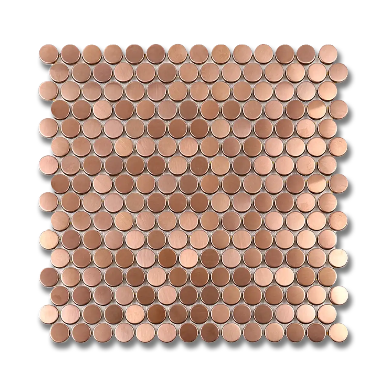 Metals Rose Gold Penny Round Brushed Aluminum Mosaic Tile