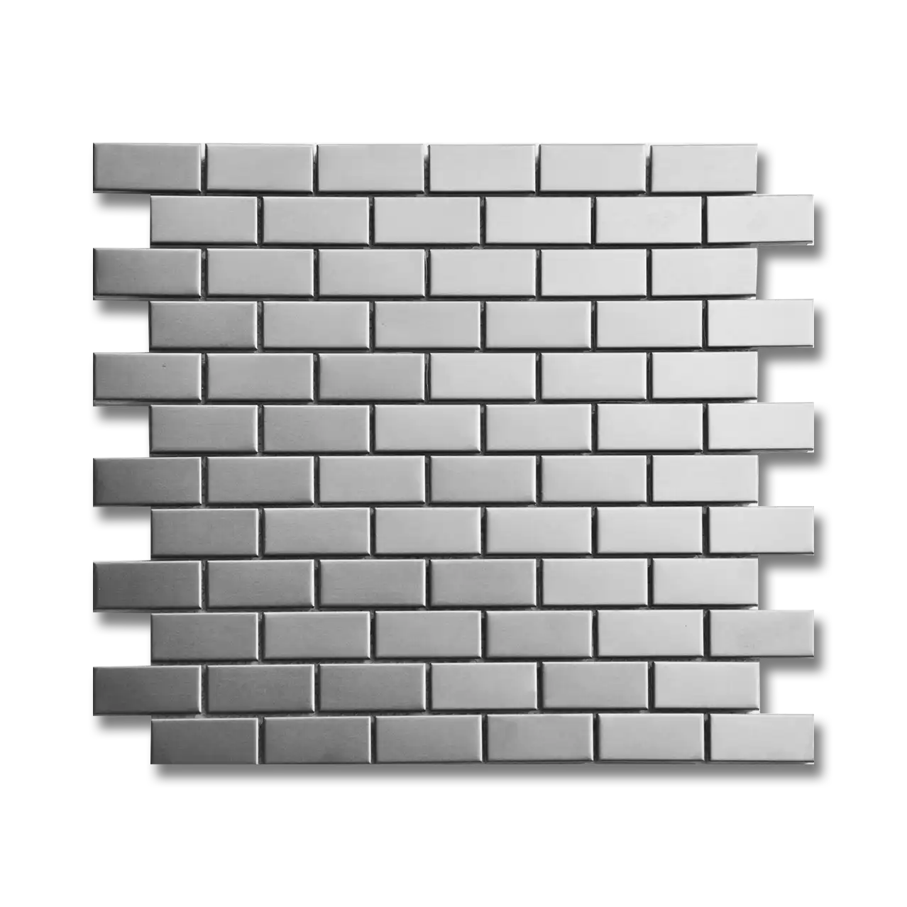 Metals Silver 12”x12” Brick Brushed Aluminum Mosaic Tile