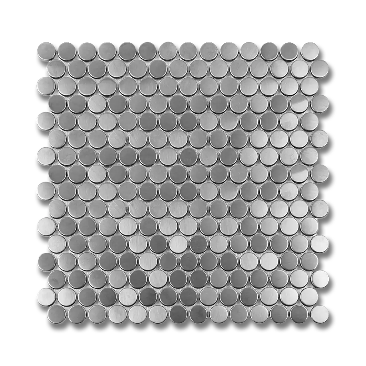 Metals Silver 12”x12” Penny Round Brushed Aluminum Mosaic Tile