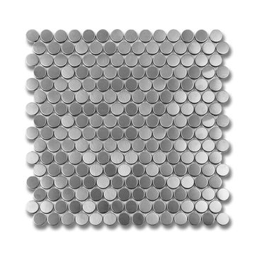 Azulejo mosaico de aluminio cepillado redondo Penny de 12”x12” Metals Silver
