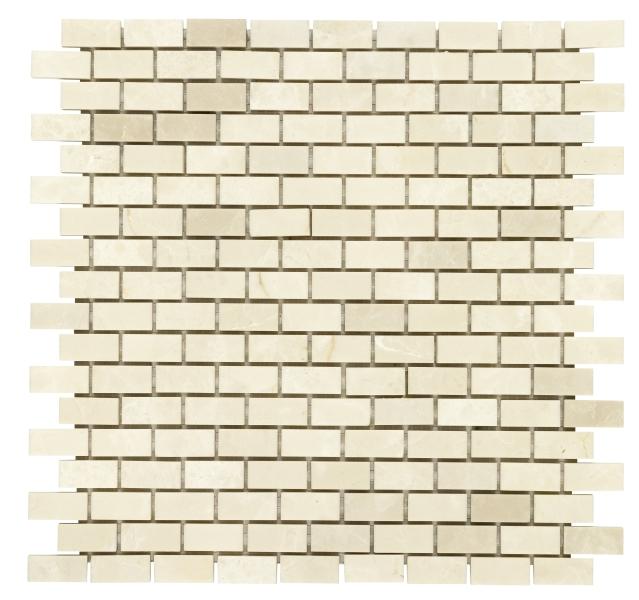 Noble White Cream Mini Brick Mosaic Tile 5/8×1 1/4"