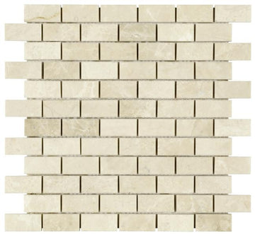 Noble White Cream Brick Mosaic Tile 1×2"