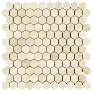 Noble White Cream Hexagon Mosaic Tile 1"