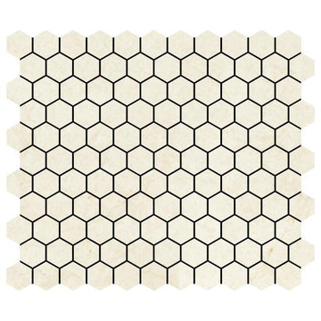 Azulejo de mosaico hexagonal caído crema blanco noble