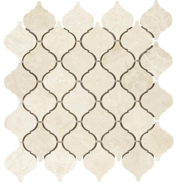 Noble White Cream Arabesque Mosaic Tile