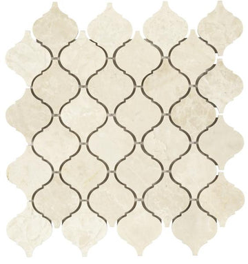 Noble White Cream Arabesque Marble 3”x3” Mosaic Tile