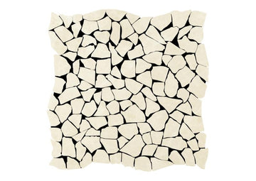 Azulejo de mosaico de guijarros planos caídos en crema blanca noble