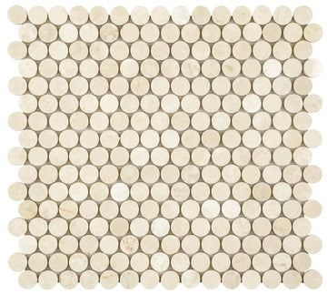 Noble White Cream Penny Round Mosaic Tile