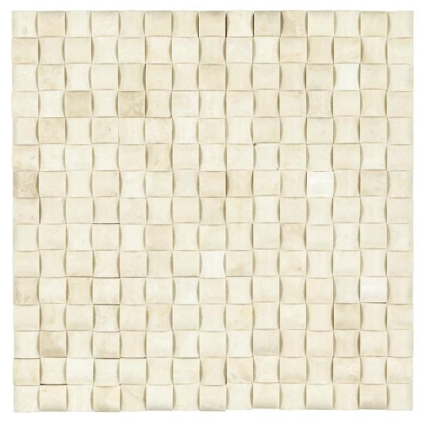 Noble White Cream 3D Small Bread Mosaic Tile