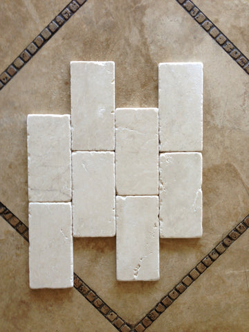 Noble White Cream Tumbled Azulejo para pared y piso 3×6