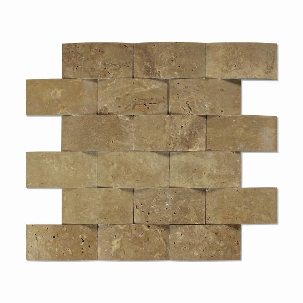 Noce Travertine Round Brick Mosaic Tile 2x4"