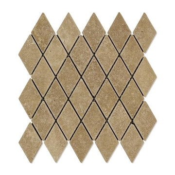 Noce Travertine Tumbled Diamond Mosaic Tile 2x4