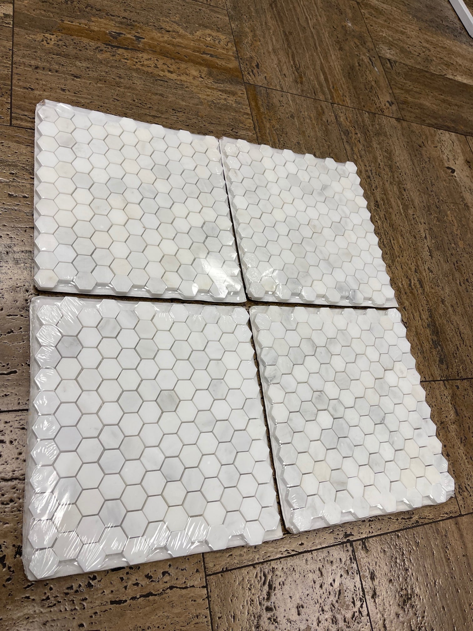 Oriental White Hexagon Mosaic Tile 1x1"