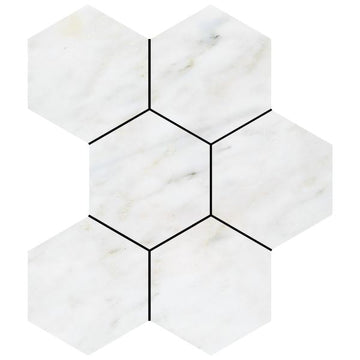 Oriental White Hexagon Mosaic Tile 5x5"
