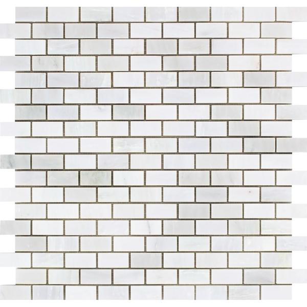 Oriental White Baby Brick Mosaic Tile 5/8x1 1/4"