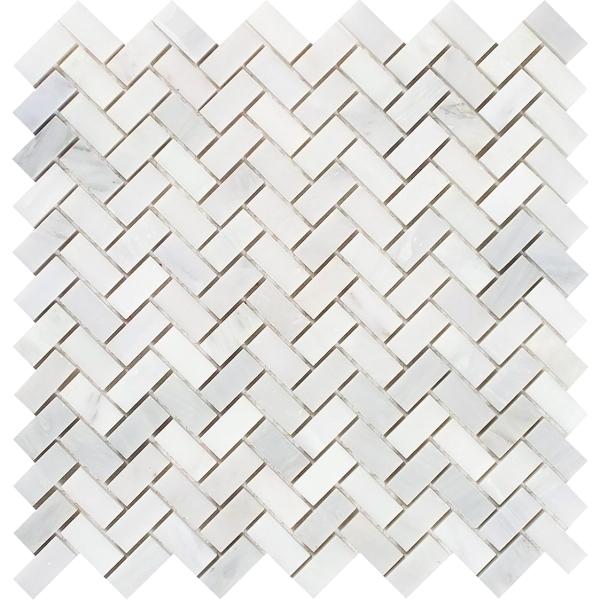 Oriental White Mini Herringbone Mosaic Tile 5/8x1 1/4"