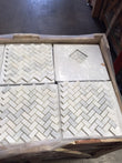 Oriental White Herringbone Mosaic Tile 1x2"