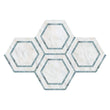 Calacatta Bella 5" x 5" Hexagon Combination w/ Blue-Gray Polished 