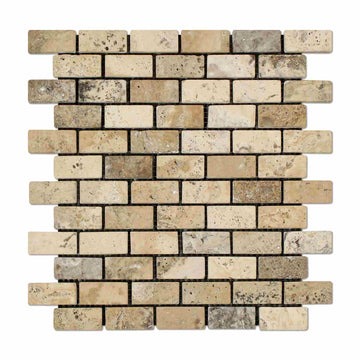 Philadelphia Travertine Tumbled Brick Mosaic Tile