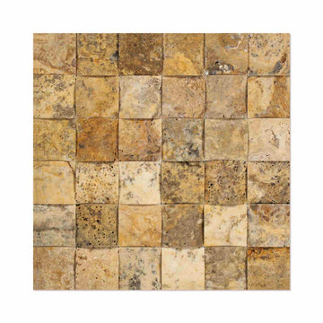 Scabos Travertine Honed Round Faced Mosaic Tile 2x2