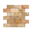 Scabos Travertine Tumbled Round Faced Brick Mosaic Tile 2x4"