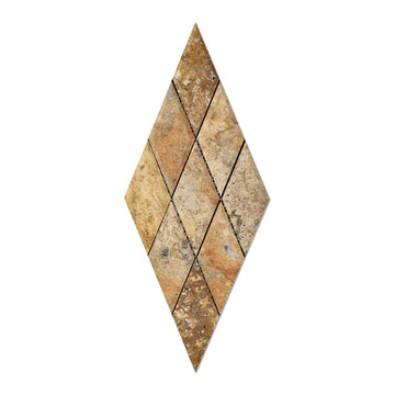 Scabos Travertine Deep Beveled Diamond Mosaic Tile 3x6