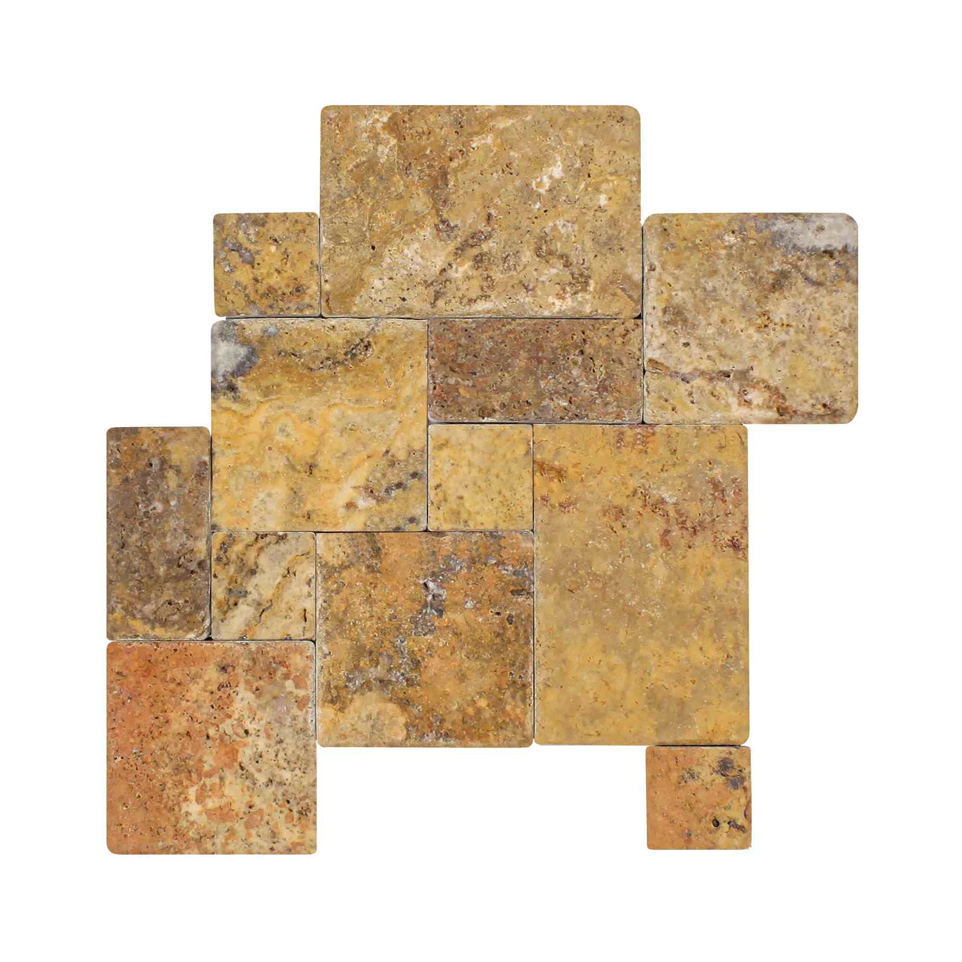 Scabos Travertine Tumbled Roman Versailles Floor Tile